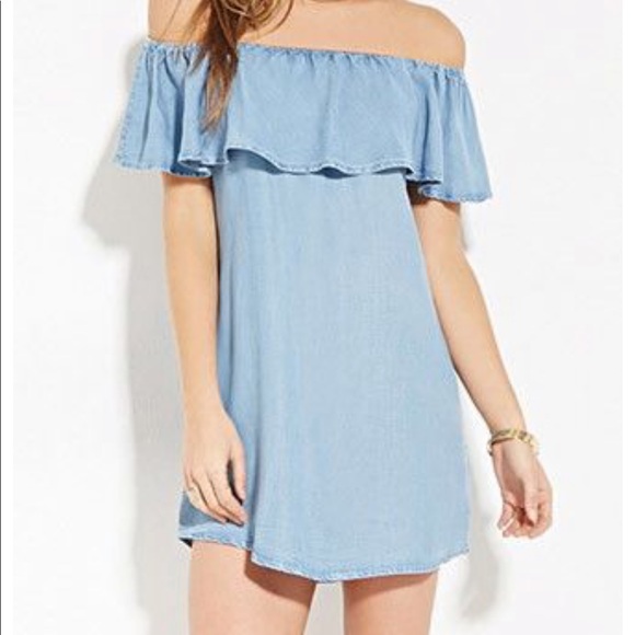 Forever 21 Dresses & Skirts - Forever 21 denim off the shoulder dress